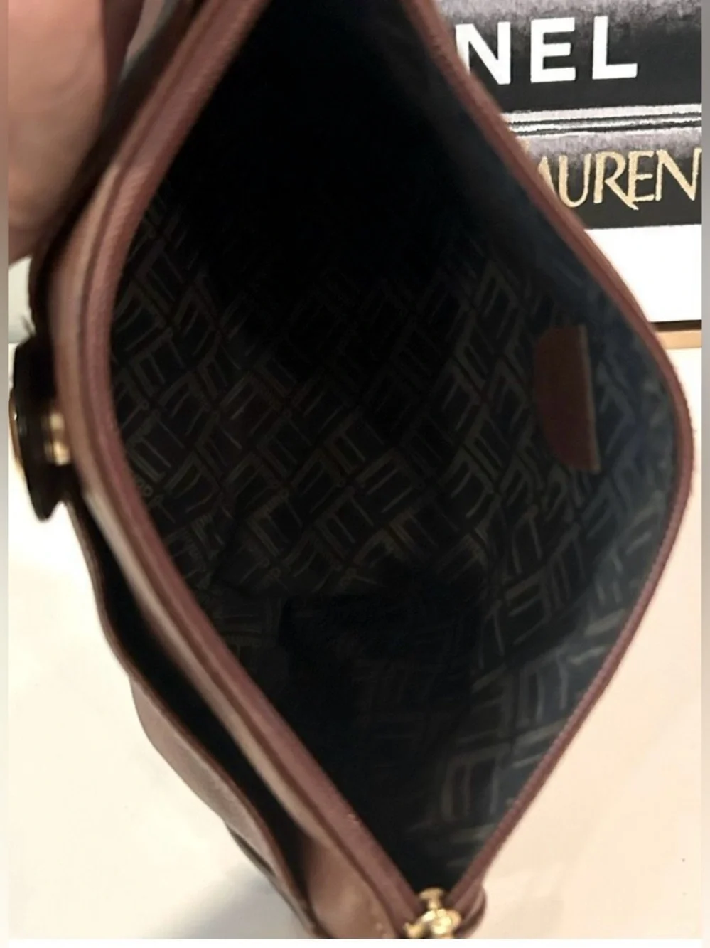 Dunhill Brown Leather Bag clutch Organizer Travel bag
